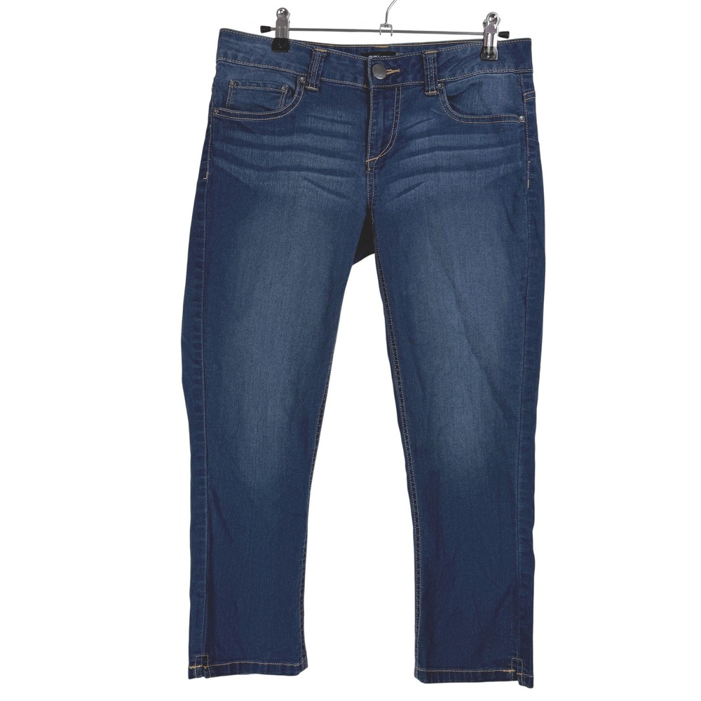 GENERRA Women Blue Wash Denim Cropped Jeans Size‎ 7 Straight Leg Button Fly